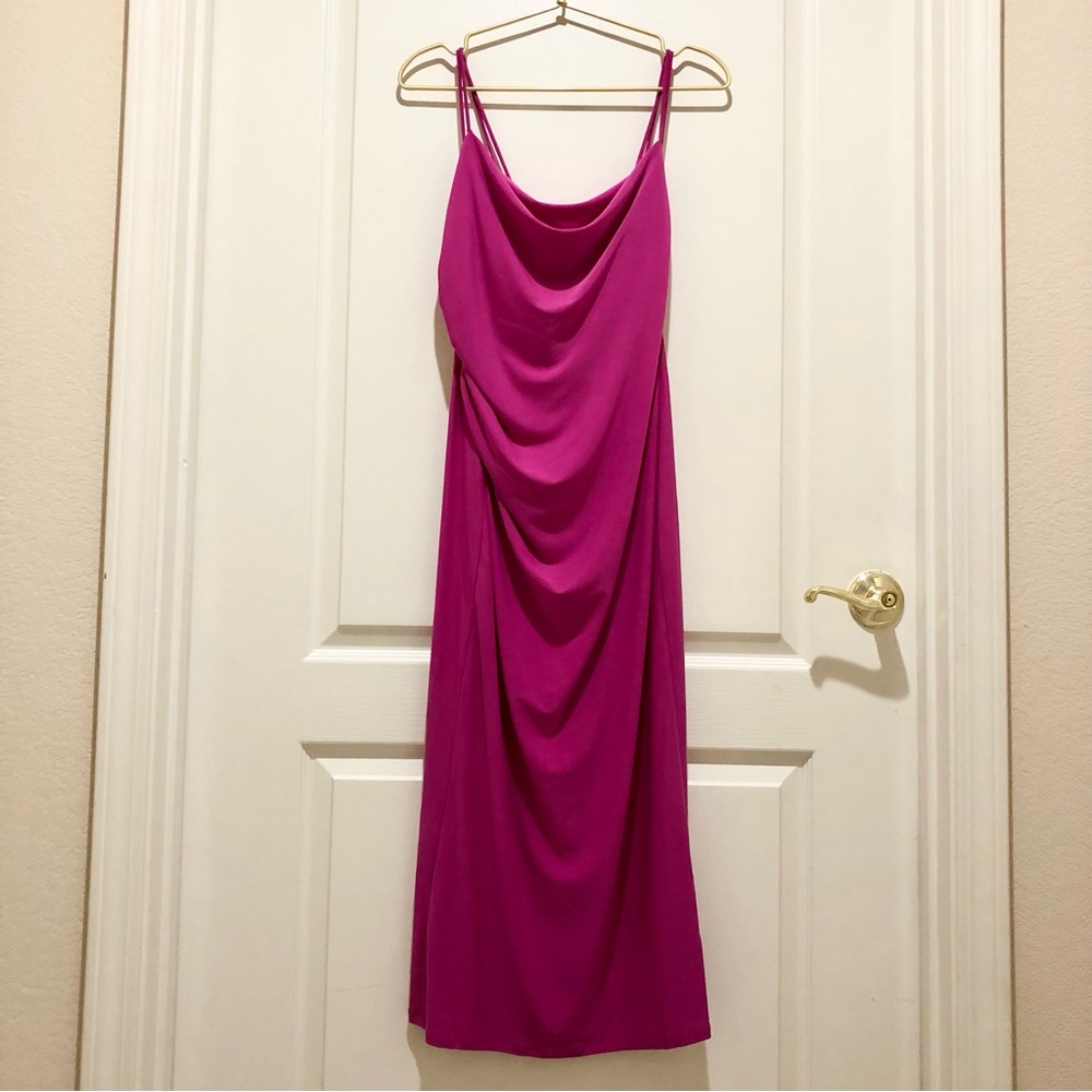 Zara draped neck midi dress orchid pink size medium. Never worn